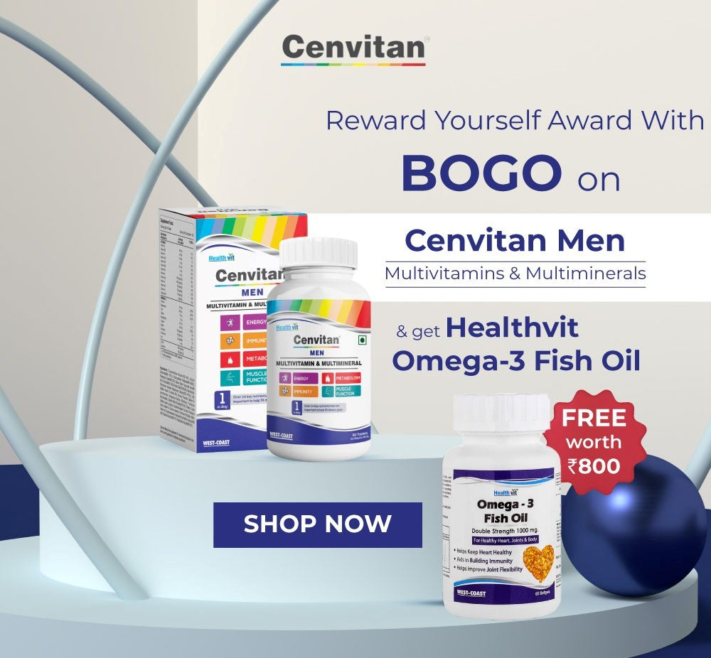 Buy Cenvitan Multivitamin Men & Get Healthvit Omega3 Fish Oil Free